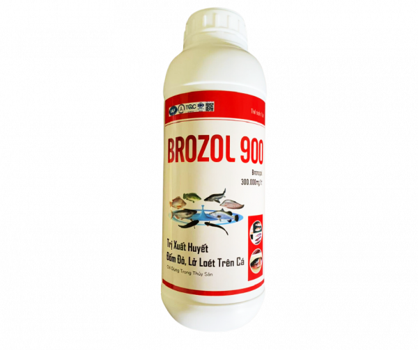 BROZOL 900 - trị xuất huyết, đốm đỏ, lở loét trên cá