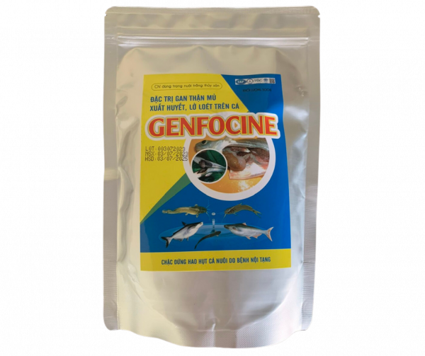 GENFOCINE – đặc trị gan thận mủ, xuất huyết, lở loét trên cá