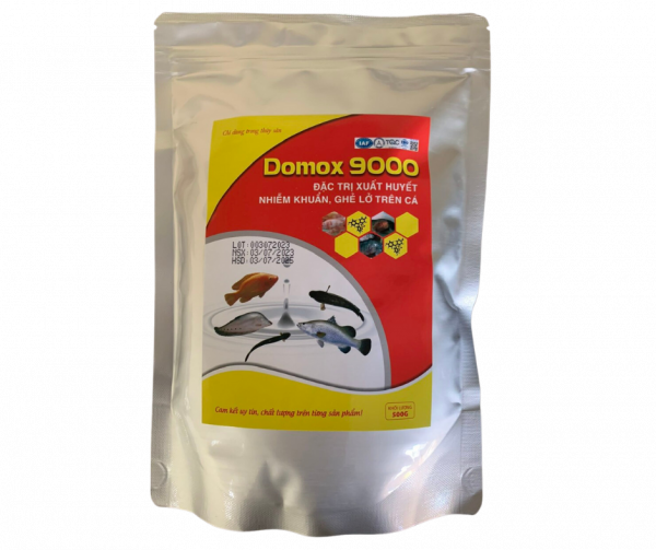 DOMOX 9000 - đặc trị xuất huyết, nhiễm khuẩn, ghẻ lở trên cá